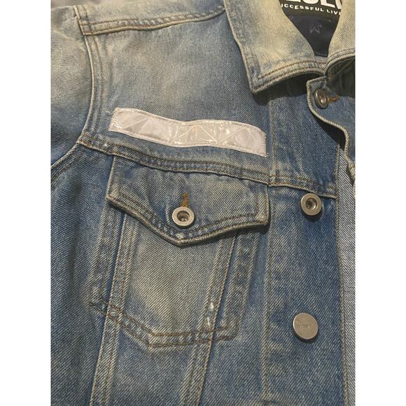 Diesel Blue Bandana Distressed Nhill Denim Jacket - Picture 3 of 12